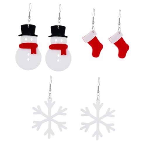COLLBATH 3 Paare Weihnachtsohrringe Schneemann Weihnachtsstrumpf Festliche Eardrops für Damen für Weihnachtsfeiern COLLBATH 3 Paare Weihnachtsohrringe Schneemann Weihnachtsstrumpf Festliche Eardrops für Damen für Weihnachtsfeiern von COLLBATH