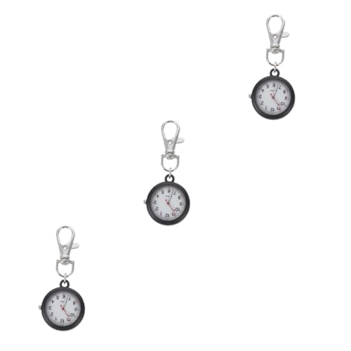COLLBATH 3 STK Krankenschwester Uhr Abzeichen Uhr Karabiner Halskette Runde Taschen Mit Secondhand Für Krankenschwestern Stand Herrenen Spiegelmaterial: Plexiglasspiegel Black von COLLBATH