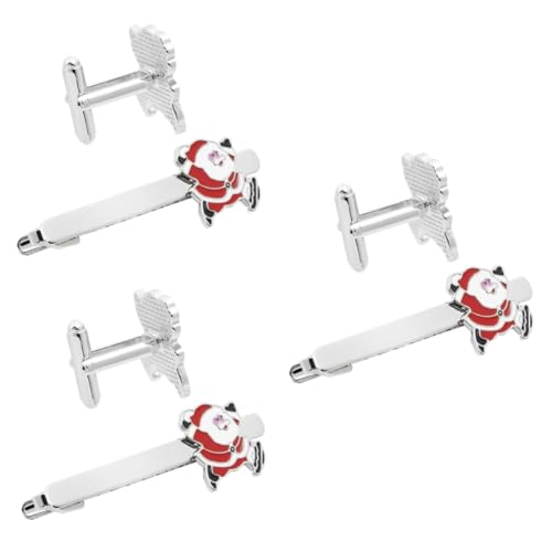 COLLBATH 3 Sätze Weihnachtsmann Krawattenclips Adorable Santa Claus Design Metalloptik Weihnachtsfeiern Stilvolle Herrenaccessoires 2 Stücke * 3 von COLLBATH