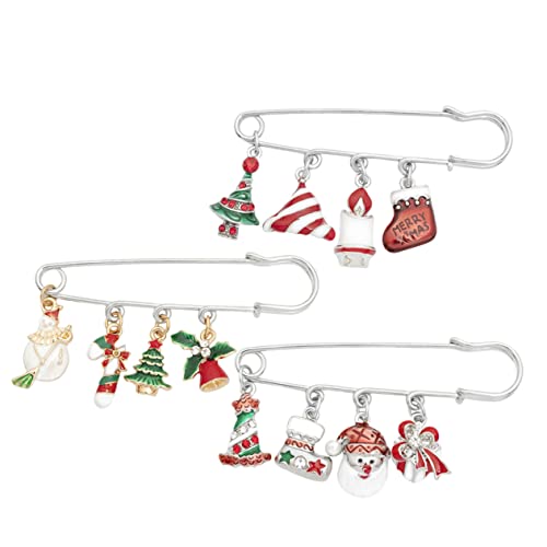 COLLBATH 3 Stück Cartoon Weihnachtsbroschen Lustige Broches für Frauen Kleidung Accessoires Weihnachtsgeschenke von COLLBATH