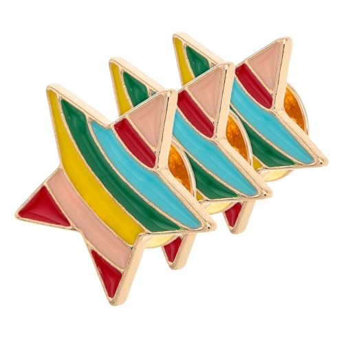 COLLBATH 3 Stück Fünfzackige Stern Broschen für Damen Herren Clip Anstecknadeln für Pullover Schals Jacken Rucksäcke Zinklegierung Schmuck Accessoires von COLLBATH