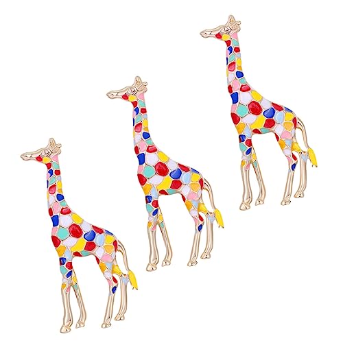 COLLBATH 3 Stück Giraffe Broschen Legierung Emaille Farbenfrohe Mode Broschen Stilvolle Kleidung Accessoire für Damen Herren Langlebig von COLLBATH