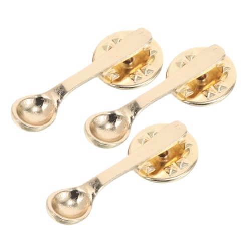 COLLBATH 3 Stück Kaffee Löffel Brosche Kreative Anstecknadeln Legierung für Damen und Mädchen Niedliche Metallabzeichen für Taschen und Kleidung für Kaffeeliebhaber von COLLBATH