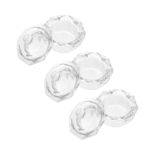 COLLBATH 3 Stück Kristallglas Nagel Acryl Pulver Schale mit Deckel für Maniküre Nail Art Flüssigkeit Aufbewahrung und Mischen Auslaufsicher Leicht zu Reinigen Elegantes Design von COLLBATH
