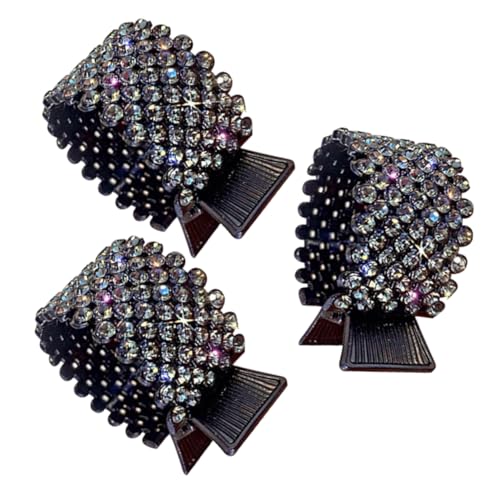 COLLBATH 3 Stück Metall Haarklammern mit Glitzersteinchen Rutschfeste Ponytail Halter für Damen Haarspangen für Vielseitige Styles und Festen von COLLBATH