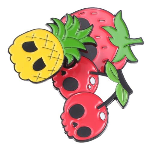 COLLBATH 3 Stück Obst Totenkopf Broschennadeln Für Rucksäcke Broschen Und Anstecknadeln Für Damen Kleiderabzeichen Anstecknadel Totenkopf Obst Reversnadel Süße Erdbeer Brosche von COLLBATH