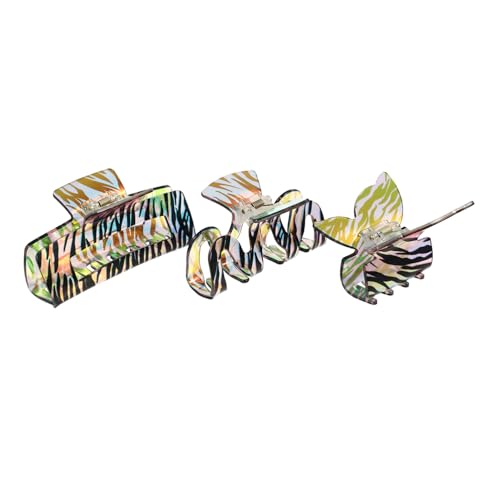 COLLBATH 3 Stück Teiliges Acryl Haarspangen mit Zebra Muster Geometrische Haarklammern in Form Schmetterlings und Großer Quadratischer Form Robuste Damen Haar Clips für Alltag und Freizeit von COLLBATH