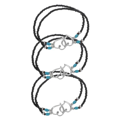 COLLBATH 3stücke Fußkettchen Aus Kunststoff Mit Verstellbarem Riemen Dekorative Perlen Und Herzanhänger Für Damen Strand-fußschmuck Langlebiger Fußkettchensatz Für Sommerurlaub von COLLBATH