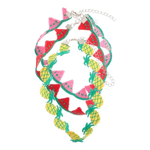 COLLBATH 3 Stück Teiliges Frucht Choker Halskette für Damen Niedliche Wassermelone und Ananas Anhänger Bohemian Stil Handgemachter Schmuck für Tropische Partys und Sommer Events von COLLBATH