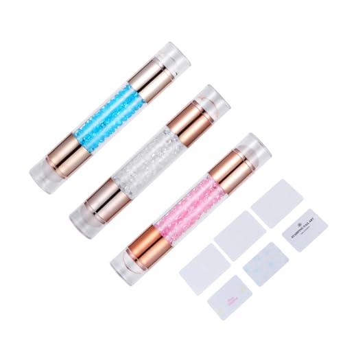 COLLBATH 3 Stück Teiliges Nail Art Stamper Doppelkopf Acryl Maniküre Stempel für Nageldesign Langlebig und Komfortabel für Anfänger und Salon Inkl Weiß Blau Vielseitiges Zubehör für von COLLBATH