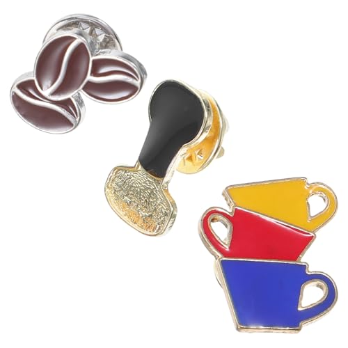 COLLBATH 3 Stück Teiliges Set Kaffee Tamper Brosche Realistische Kaffeetassen und Bohnen Anstecker für Handtaschen Hüte Mäntel und Modeaccessoires von COLLBATH