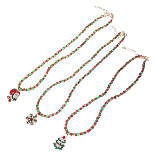 COLLBATH 3 Stück Teiliges Weihnachtsanhänger Santa Claus Schneeflocke und Weihnachtsbaum Rote und Grüne Perlenkette Bunte Winter Festtags halskette für Damen Festlicher Schmuck COLLBATH 3 Stück Teiliges Weihnachtsanhänger Santa Claus Schneeflocke und Weihnachtsbaum Rote und Grüne Perlenkette Bunte Winter Festtags halskette für Damen Festlicher Schmuck von COLLBATH
