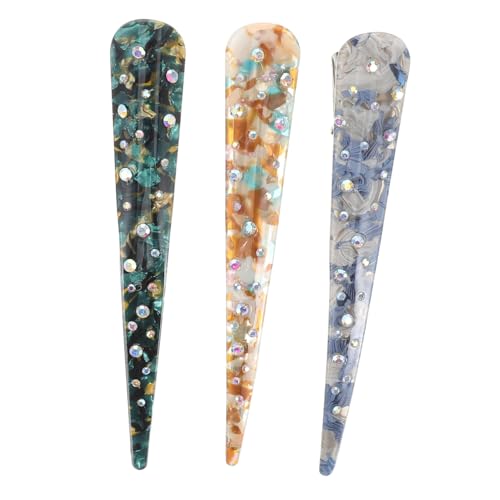 COLLBATH 3 Stück Trendige Acryl Haarspangen mit Strass für Damen Funkelnde Entenschnabel Clips Stilvolle Haaraccessoires für von COLLBATH