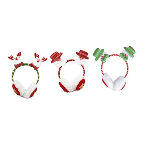 COLLBATH 3 Stück Weihnachtliche Haarreifen Leichte Flexible Stirnbänder mit Ohrenschützern Festliche Haar Accessoires für Erwachsene für Karneval Weihnachtsfeiern und Kostümpartys von COLLBATH