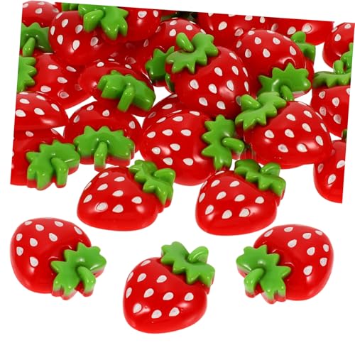 COLLBATH 30 Stück Teiliges Resin Erdbeer Charms für DIY Schmuckherstellung Rote Flache Mobile Shell Patch Perlen Kreative Bastelverzierung für Haar Accessoires und Partygeschenke von COLLBATH