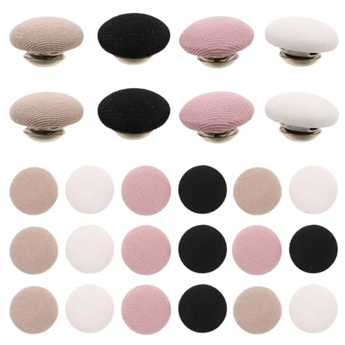 COLLBATH 32 Teiliges Hut Druckknopf Set Ersatz Für Baseballkappenoberteile 17 Mm 067 Zoll Mit Stoff Überzogene Knöpfe Mit Runden Metallschaftverschlüssen Für Reparatur Und Herstellung von COLLBATH