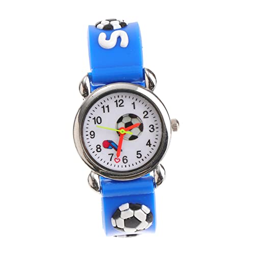 COLLBATH Kinderuhr Fußballmuster Mit Pfeifenmuster Cartoon-armbanduhr Aus Gummiband Für Jungen Mädchen Blau Aus Langlebigem Material von COLLBATH