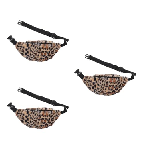 COLLBATH 3Er-Packung Modische Hüfttasche Leopardendruck Taille Tasche Braune Taille Tasche Plüsch Taille Tasche Kette Tasche Bauchtasche Modische Tasche Schultertasche Plüsch- von COLLBATH
