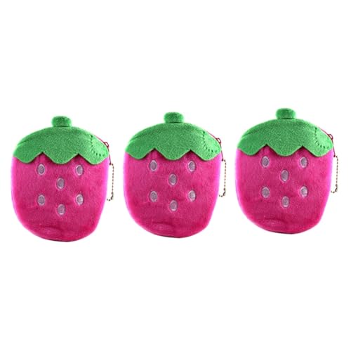 COLLBATH 3 Stück Erdbeer-geldbörse Mini-geldbörse Mit Obstmotiv Plüsch-erdbeeren Reißverschlusstasche Für Geldscheine Und Schlüssel von COLLBATH