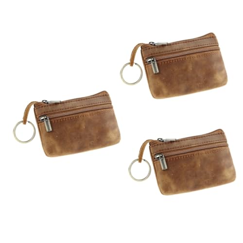 COLLBATH 3St Reißverschlusshalter geldgeschenke Weihnachten weihnachsgeschenk schlüsseletui schlüsseltasche Mini-Münzbeutel Herren Geldbörse tragbare Geldbörse Mini-Geldbörse Brown von COLLBATH