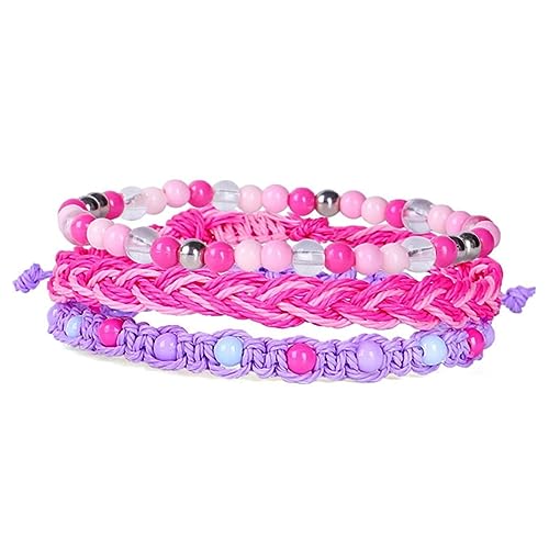 COLLBATH 3St Schmuck Armbänder Perlenarmbänder für Frauen Herrenanzüge Männer handgefertigte geflochtene Armbänder frauen armbänder Handbuch Armband 3-teiliges Set einstellen Fräulein Rosa von COLLBATH