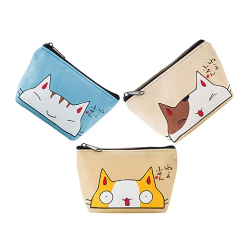 COLLBATH Kleines Münzgeldbörse Mit Cartoon-Katzen-Print Oxford-Stoff Portemonnaie Mit Reißverschluss Tragbar Für Reisen Und Einkäufe von COLLBATH