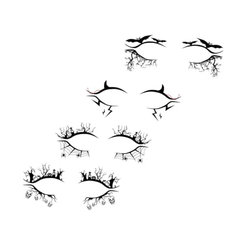 COLLBATH 4 Paare Halloween Lidschatten und Eyeliner Aufkleber Bat Spider Augen Make Up Sticker Langlebig Praktisch für Karneval Cosplay und Party Selbstklebend Einfach Anzuwenden Modisch von COLLBATH