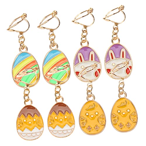 COLLBATH 4 Paare Ostern Eierohrringe Ohrringe für Mädchen Kinderohrringe Kleinkind Mädchen Ohrclips Clip-on-Ohrringe Ohrclips Mädchen Ohrclip für Mädchen Legierung von COLLBATH