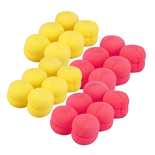 COLLBATH 4 Sätze Haarschwamm Lockenwickler Weicher Haarstyling Tool Schonend für Damen DIY Curling Zubehör Rot und Gelb Leicht Langlebig Einfach zu Reinigen Pilzförmig von COLLBATH