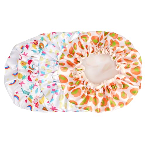 COLLBATH 4 Stück Bedruckte Satin Duschhauben für Damen Doppellagig mit Eva innenschicht Weich Angenehm Wiederverwendbar für Baden Duschen und Schlafen Verschiedene Farben COLLBATH 4 Stück Bedruckte Satin Duschhauben für Damen Doppellagig mit Eva innenschicht Weich Angenehm Wiederverwendbar für Baden Duschen und Schlafen Verschiedene Farben von COLLBATH