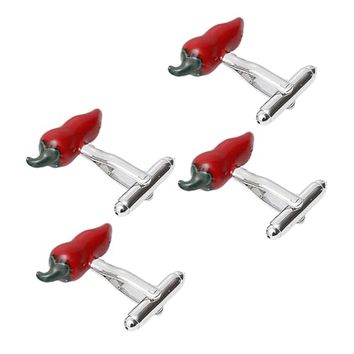 COLLBATH 4 Stück Chili -Manschettenknöpfe Manschettenknöpfe mit Knopfabdeckung elegante Schmuckmanschettenknöpfe Manschettenknopf Manschettenknöpfe für Businesshemden Kupfer von COLLBATH