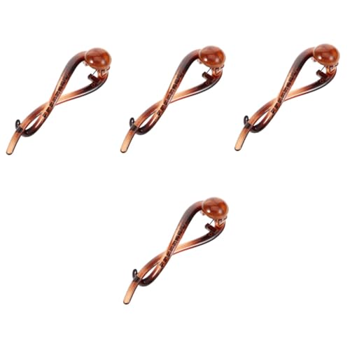 COLLBATH 4 Stück Ein Wortgreifer friseur haar Haarklammer Haargriff Haarzange Krallenclip Drehbarer Dutt-Clip Haarspangen Haarschmuck für Damen Haarknotenhalter Plastik Light Brown von COLLBATH