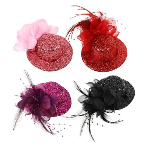 COLLBATH 4 Stück Feder Haarspange Hutclip für Mädchen Schleier Zylinder Haarspange haarschmuck Haarklemmen Haarnadel im Retro-Stil Billycock Haarnadel für Mädchen Wolle von COLLBATH