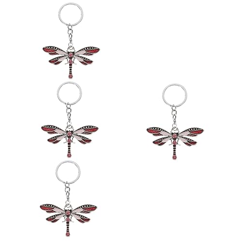 COLLBATH 4 Stück Libelle Schlüsselanhänger Plüsch Süßer Dino-schlüsselanhänger Taschenanhänger Brieftasche Kette Schlüsselanhänger Mit Tanzender Katze Auto Dinosaurier Zinklegierung Rot von COLLBATH