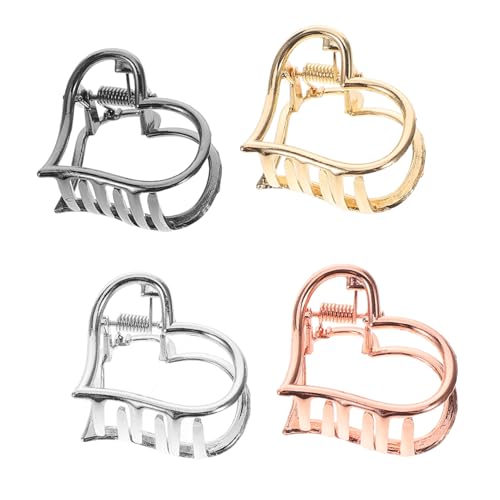 COLLBATH 4 Stück Minimalistische Haarklammern Herzform Haargreifer Damen Haarspangen Roségold Silber Schwarz Gold Modische Haarschmuck für Partys Hochzeiten und Alltag Passend für von COLLBATH