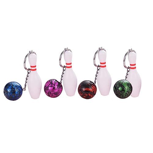 COLLBATH 4stücke Mini Bowling Schlüsselanhänger Kreative PVC Schlüsselringe Taschenanhänger Schlüsselringe Ornament Für Schlüssel Tasche Rucksack von COLLBATH