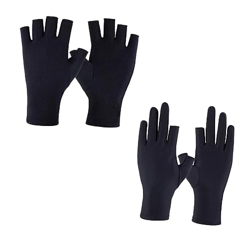 COLLBATH 4 Stück Schwarze Damen Sonnenschutz Handschuhe Atmungsaktiv Halbfingerig rutschfest Dünn Leicht für Radfahren Outdoor und Sommergebrauch Teiliges von COLLBATH