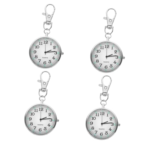 COLLBATH 4 Stück Schwesterntisch Schlüsselanhänger Schwesternuhr Zum Anklemmen Ansteckclip Ansehen Taschenuhren Für Krankenschwestern Hängende Uhr Kleine Taschenuhr Silver Rostfreier Stahl von COLLBATH