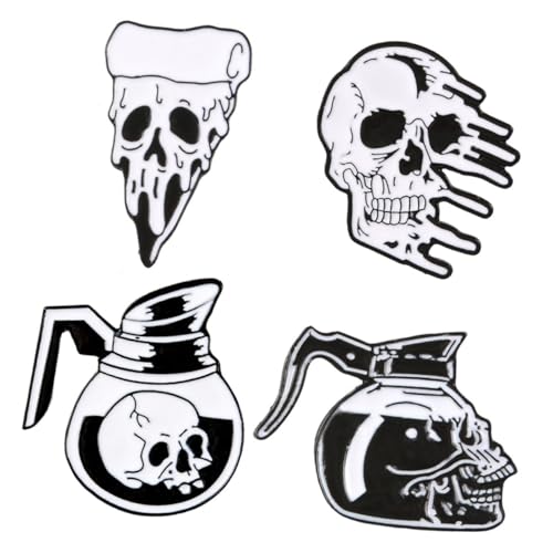 COLLBATH 4 Stück Skull Badges Kreative Legierungs Broschen für Jeans Taschen Kleidung Lustige Dekorative Anstecker mit Einzigartigem Design Leicht Langlebig von COLLBATH