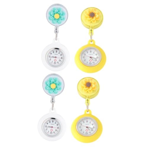COLLBATH 4 Stück Taschenuhr Krankenschwestern Uhren Tragbare Uhr Hängende Uhren Anhängeruhren Für Damen Clipuhren Aus Zweiter Hand Krankenschwester-Stift Clip Ansehen Aufstecken Quarz Green von COLLBATH