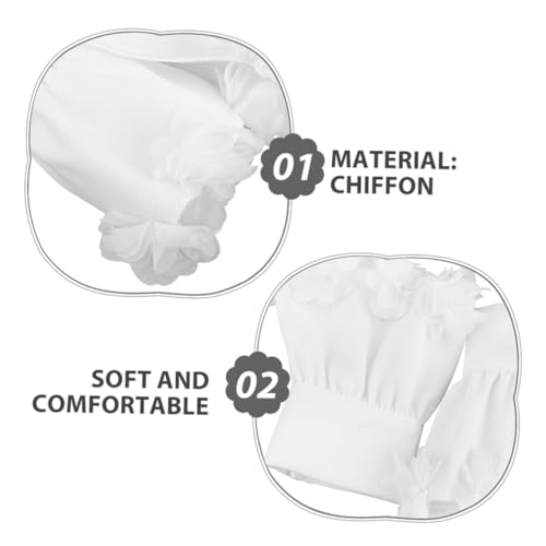 COLLBATH 4 Stück Teiliges Abnehmbare Damen-armbänder Französischer Spitzen-design Blumenmuster Weiße Chiffon-verzierung Vielseitige Falsche Manschetten für Stilvolle Freizeit Festmode von COLLBATH