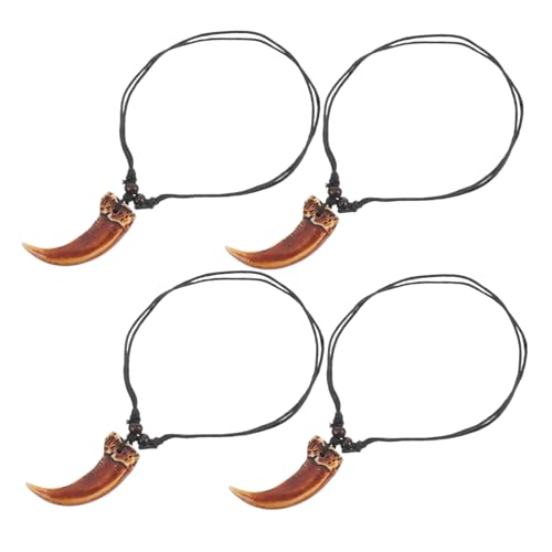 COLLBATH 4 Stück Teiliges Anhänger Halskette mit Kunstzahn Verstellbarer Schwarzer Wachsschnur Einzigartiger Vintage Stil für Freizeit und Partykleidung von COLLBATH