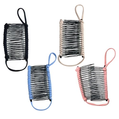 COLLBATH 4 Stück Teiliges Banana Hair Claws Haarspangen Zähne Leichte Langlebige Haarclips für Frauen Rutschfest Modisch in Schwarz Khaki Blau Tragbar und Praktisch für Styling und Alltag von COLLBATH