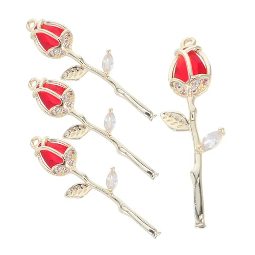 COLLBATH 4 Stück Teiliges Charm Anhänger aus Zirkonia Echtgold beschichtet Leichte DIY Schmuckanhänger für Halsketten Armbänder Ohrringe Valentinstags Schmuckzubehör von COLLBATH