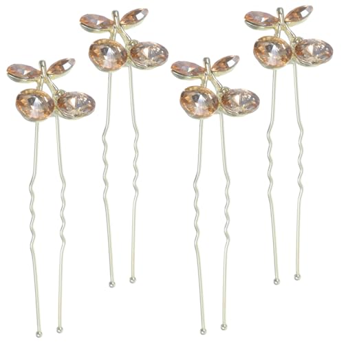 COLLBATH 4 Stück Teiliges Haarforken Kirsch-rhinestones U-förmige Haarnadeln für Damen Rutschfeste Haarnadeln für Hochzeiten und Partys Leichter Haarschmuck für Festliche Hochsteckfrisuren von COLLBATH