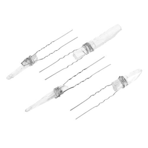 COLLBATH 4 Stück Teiliges Haarnadel mit Natürlichen Quarzkristallen Langlebige Brautschmuck Haarspangen für Vielseitige Hochzeits und Partyfrisuren Funkelnde Styling Haarnadeln für Braut von COLLBATH