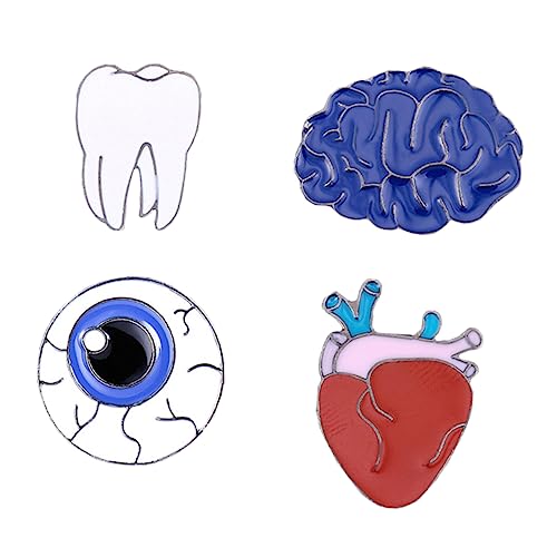 COLLBATH 4 Stück Teiliges Halloween Broschen mit Lustigen Augen Zähnen Herzen Langlebigem Legierungs Material für Jacken Mäntel Partys Perfektes für Geburtstage Feiertage von COLLBATH