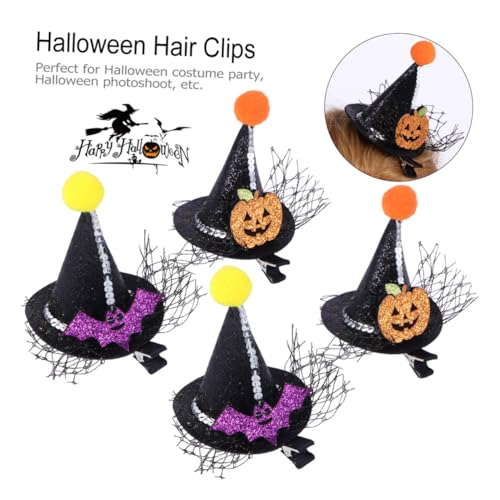 COLLBATH 4 Stück Teiliges Hexenhut Haarclips Spitzes Design Halloween Party Accessoire für Damen Mädchen Modische Haarnadeln Festliche Dekoration von COLLBATH