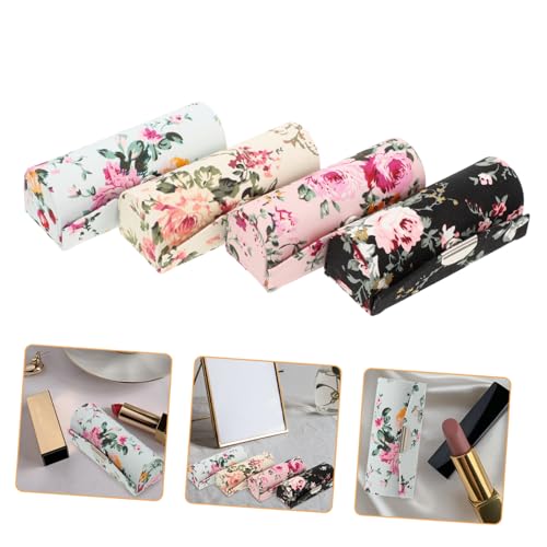 COLLBATH 4 Stück Teiliges Lippenstift Etui mit Spiegel Kleine Kosmetiktasche mit Floralem Muster Tragbarer Lippenstifthalter für Damen Handliche Aufbewahrung für Handtasche Vielseitiger COLLBATH 4 Stück Teiliges Lippenstift Etui mit Spiegel Kleine Kosmetiktasche mit Floralem Muster Tragbarer Lippenstifthalter für Damen Handliche Aufbewahrung für Handtasche Vielseitiger von COLLBATH