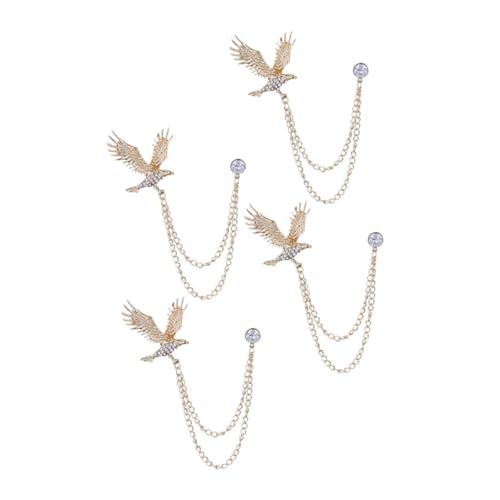 COLLBATH 4 Stück Teiliges Männer Brosche Pin mit Kette und Strassdetails Eleganter Anstecker für Anzüge und Mäntel Tierisches Design Modisches für Freunde und Familie von COLLBATH